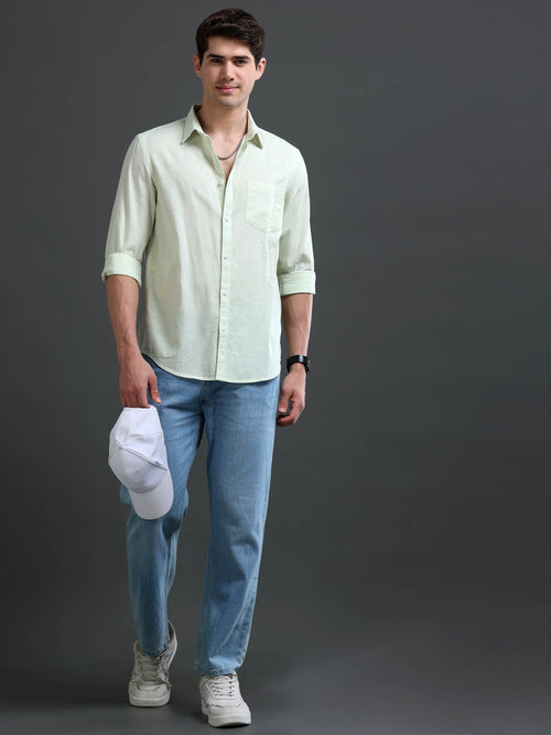 Men's Slub Slim Fit Solid Shirt