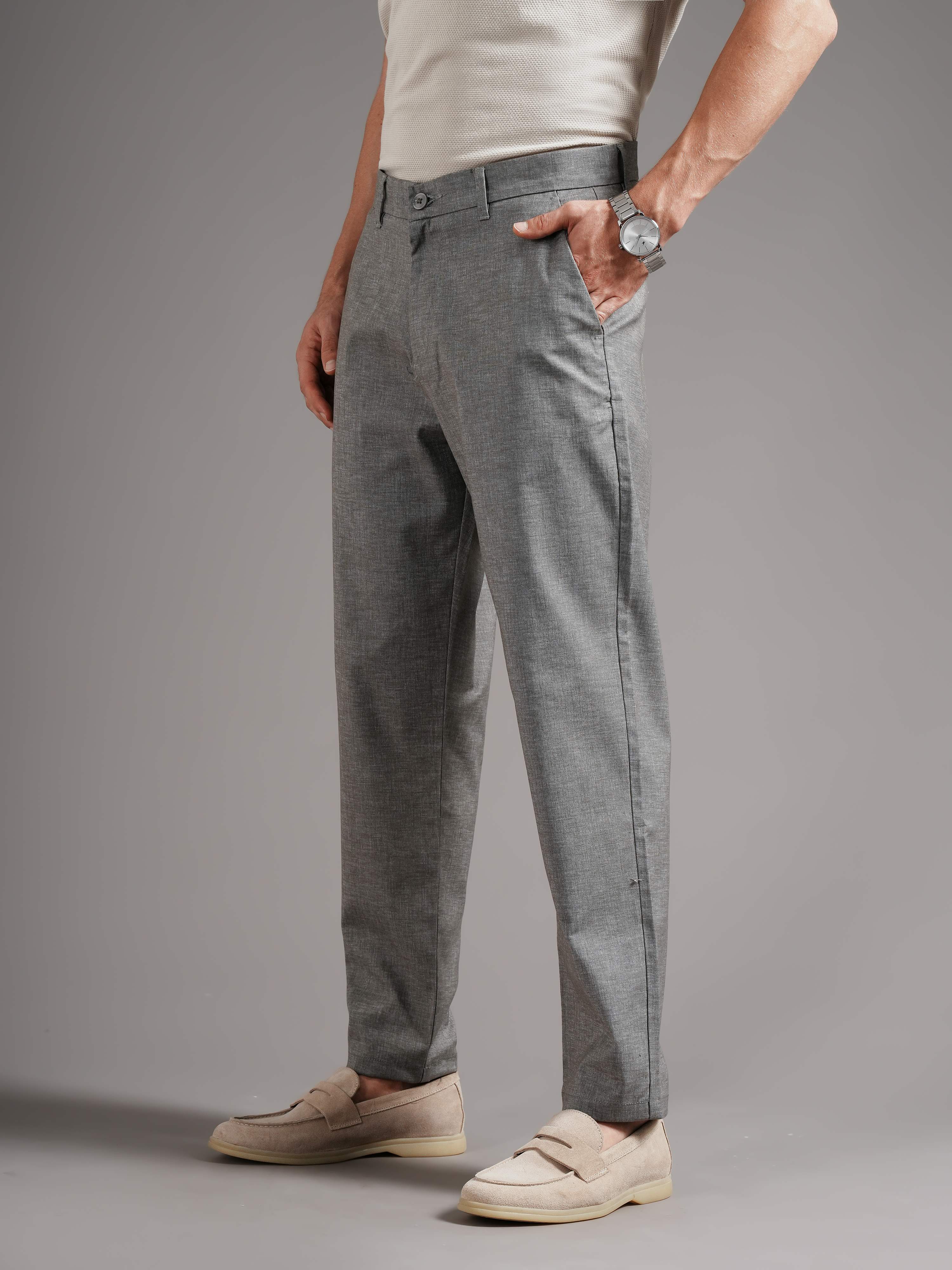 Men Tailored Straight Fit Low-Rise Trousers