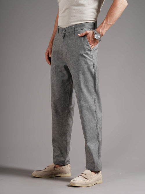Men Tailored Straight Fit Low-Rise Trousers