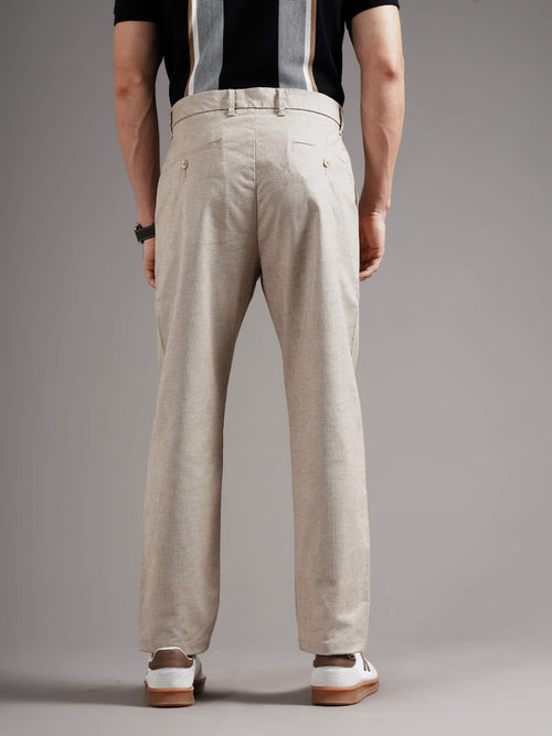 Men Tailored Straight Fit Low-Rise Trousers