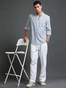 Men Stripes Green Shirts