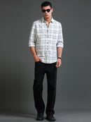 Men's Premium Oxford White Checks Shirt