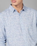 Men Smart Slim Fit Floral Printed Spread Collar Cotton Formal Shirt