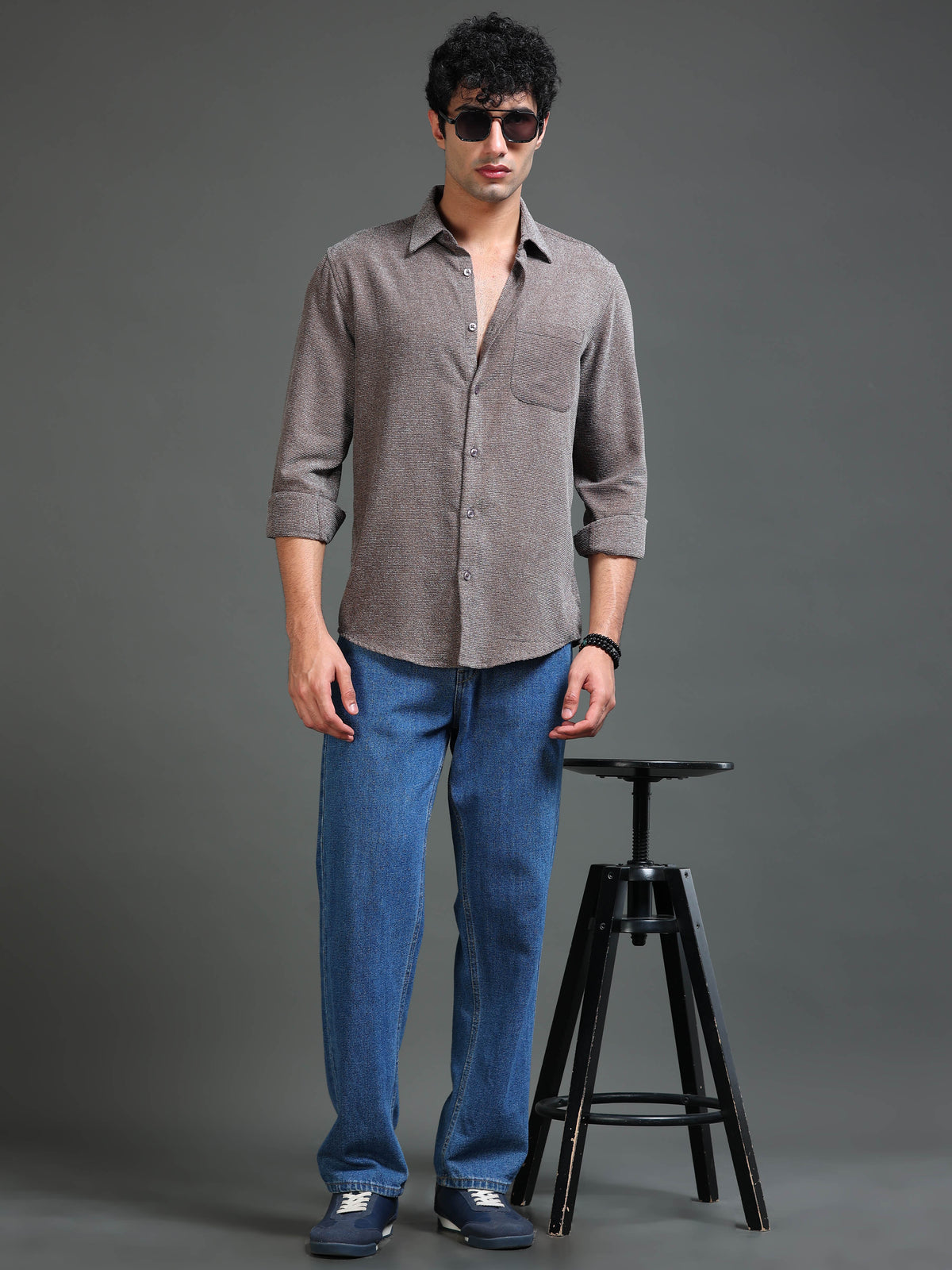 Men's Textured Solid Shirt