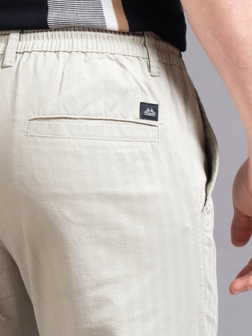 Men Smart Stripped Ankel Fit Low-Rise Chinos Trousers