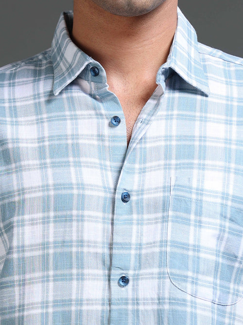 Men's Slub Herringbone Checks Shirt