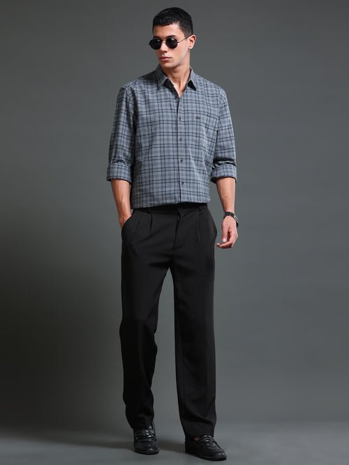 Men's Premium Oxford Grey Checks Shirt