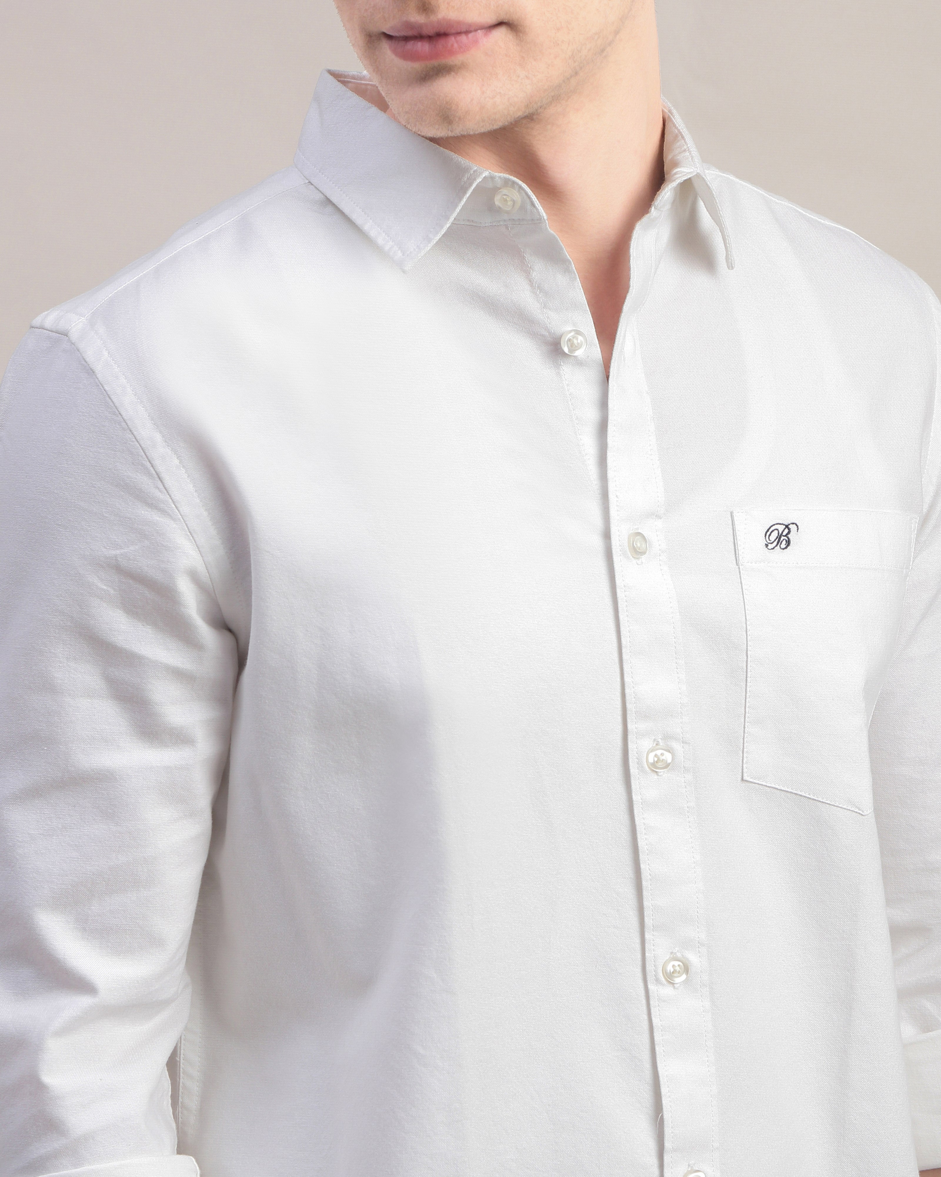 Men Slim Fit Oxford Cotton Casual Shirt