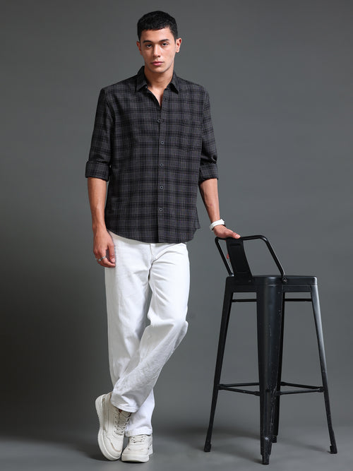 Men's Premium Oxford Black Checks Shirt