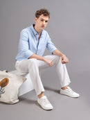 Men Smart Fit Vertical Striped Button-Down Collar Cotton Casual Shirt