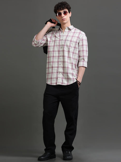Men Smart Slim Fit Checked Casual Shirt