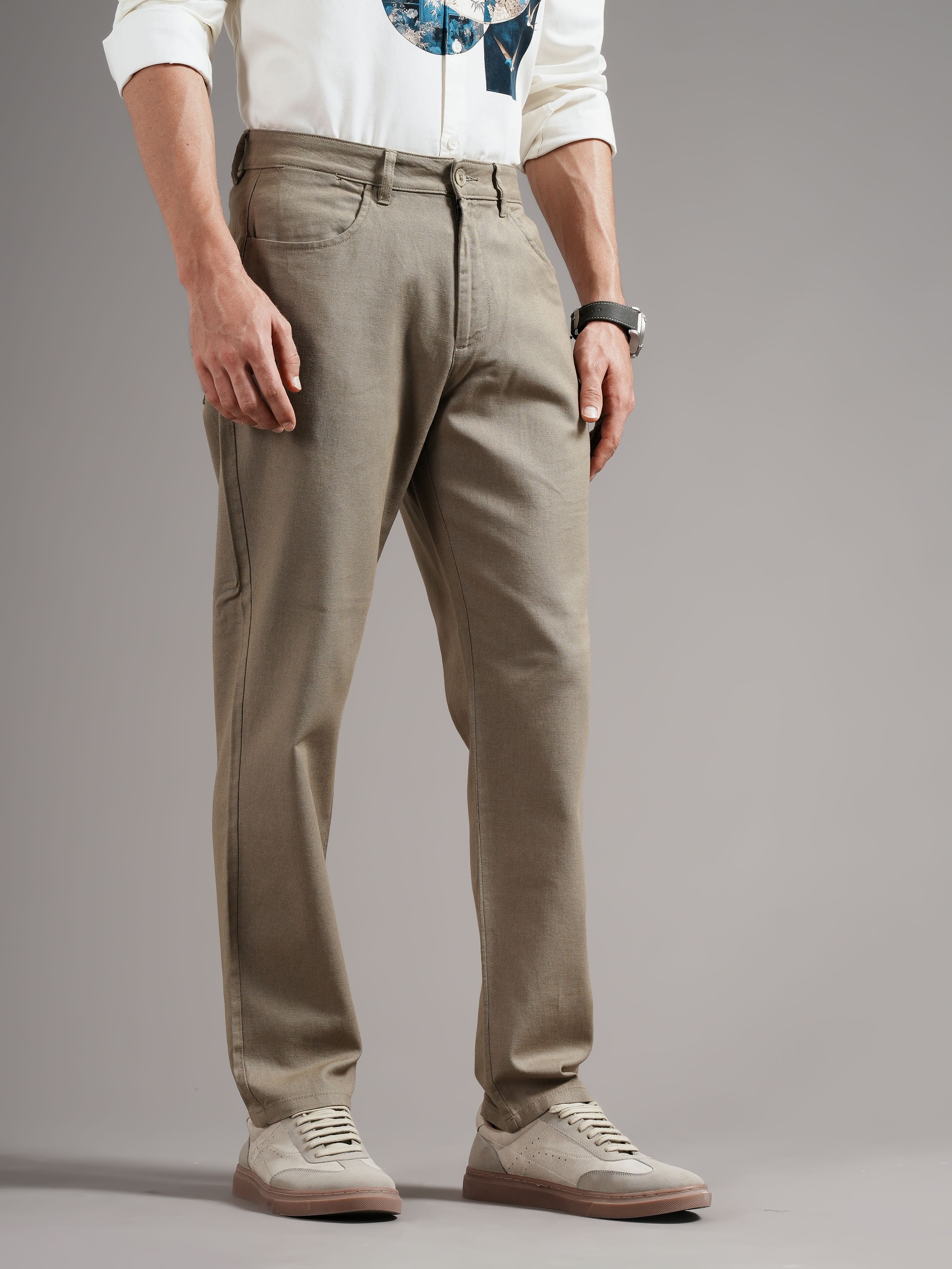 Men Tailored Low-Rise Trousers