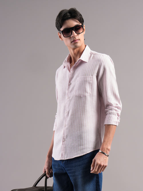 Men Smart Slim Fit Striped Casual Shirt