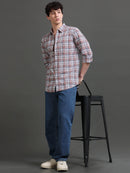 Men Smart Slim Fit Tartan Checks Checked Casual Shirt