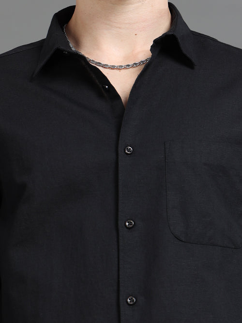 Men Smart Cotton Linen Slim Fit Shirt