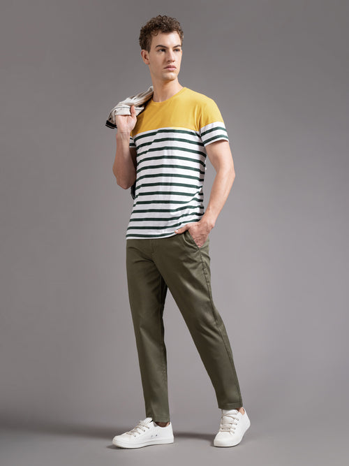 Men Smart Slim Fit Mid-Rise Chinos Trousers