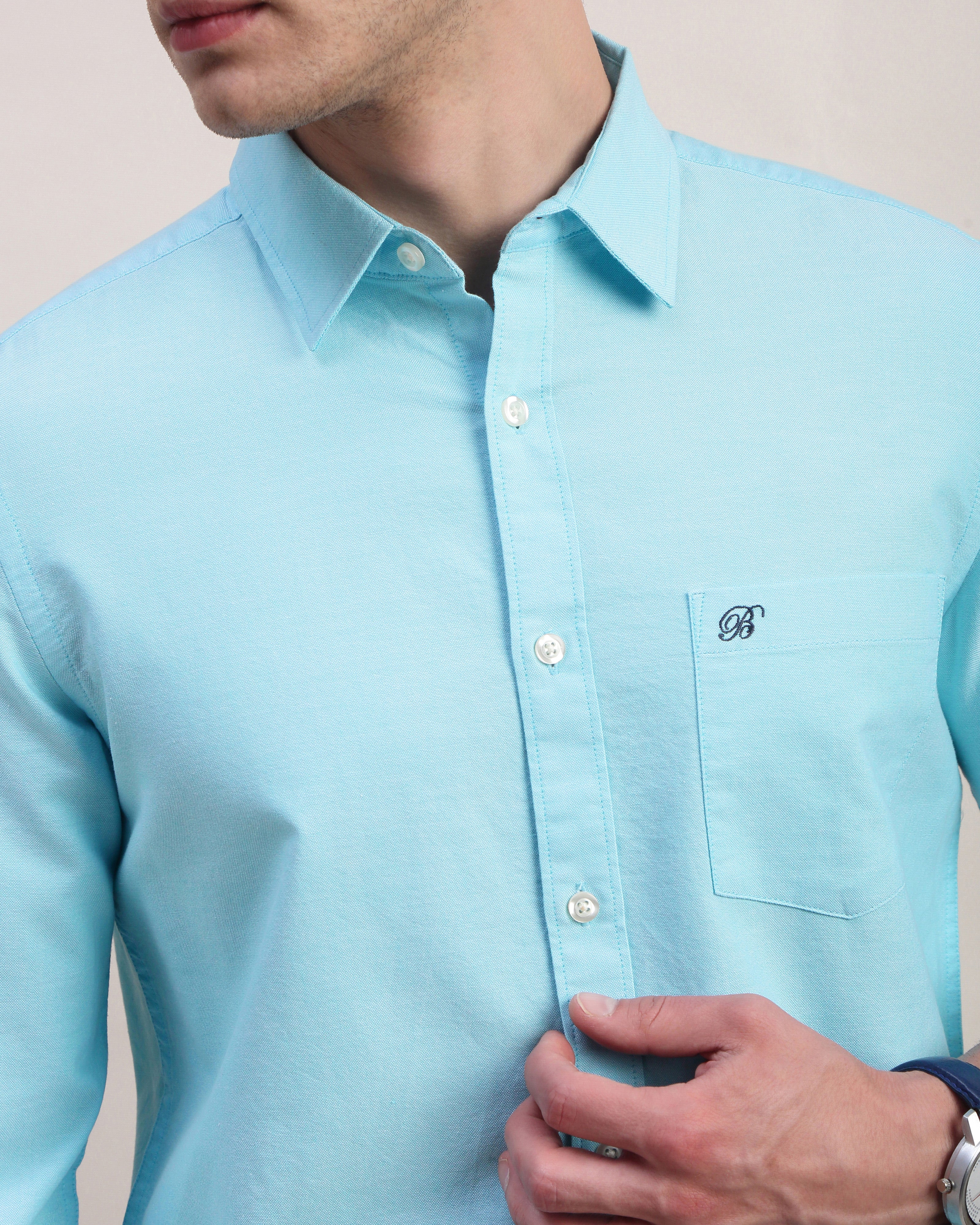 Men Slim Fit Oxford Cotton Casual Shirt