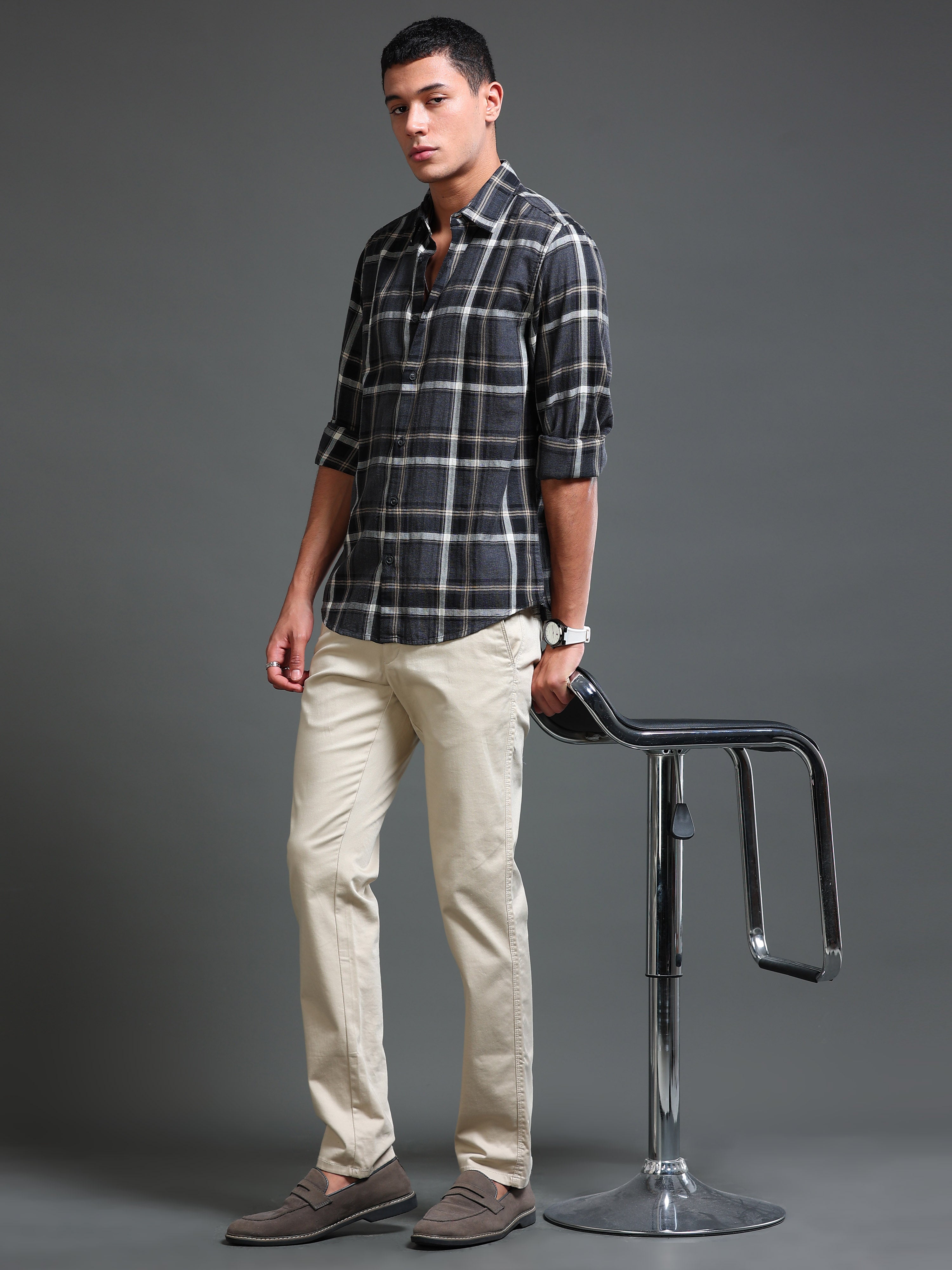 Men's Black Checks Shirt