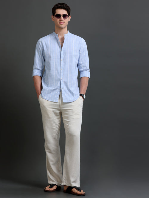 Men's Slim Fit Stripes Cotton Shirt