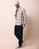 Men Comfort Button-Down Collar Tartan Checked Cotton Casual Shirt