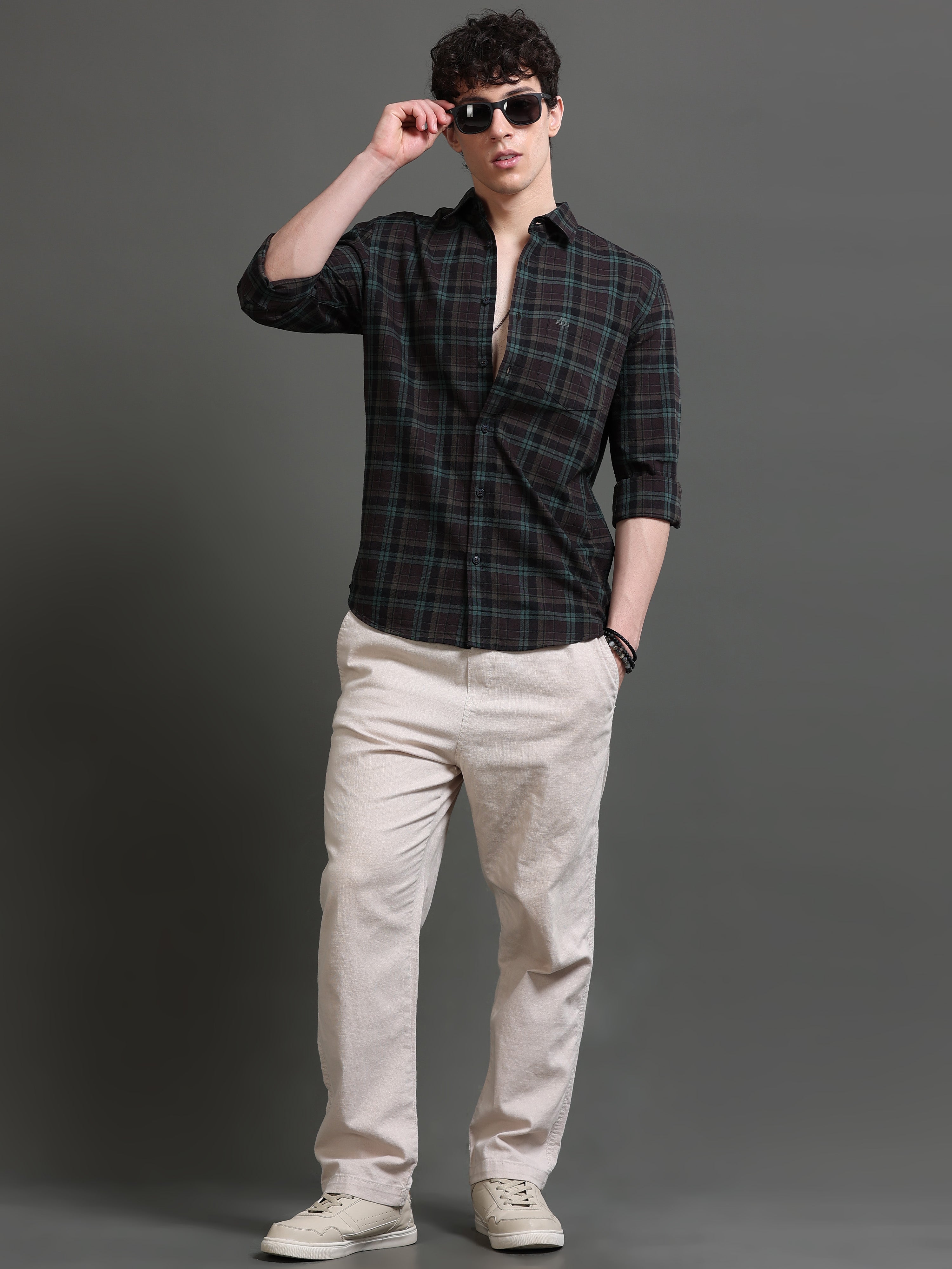 Men Smart Slim Fit Tartan Checks Checked Casual Shirt