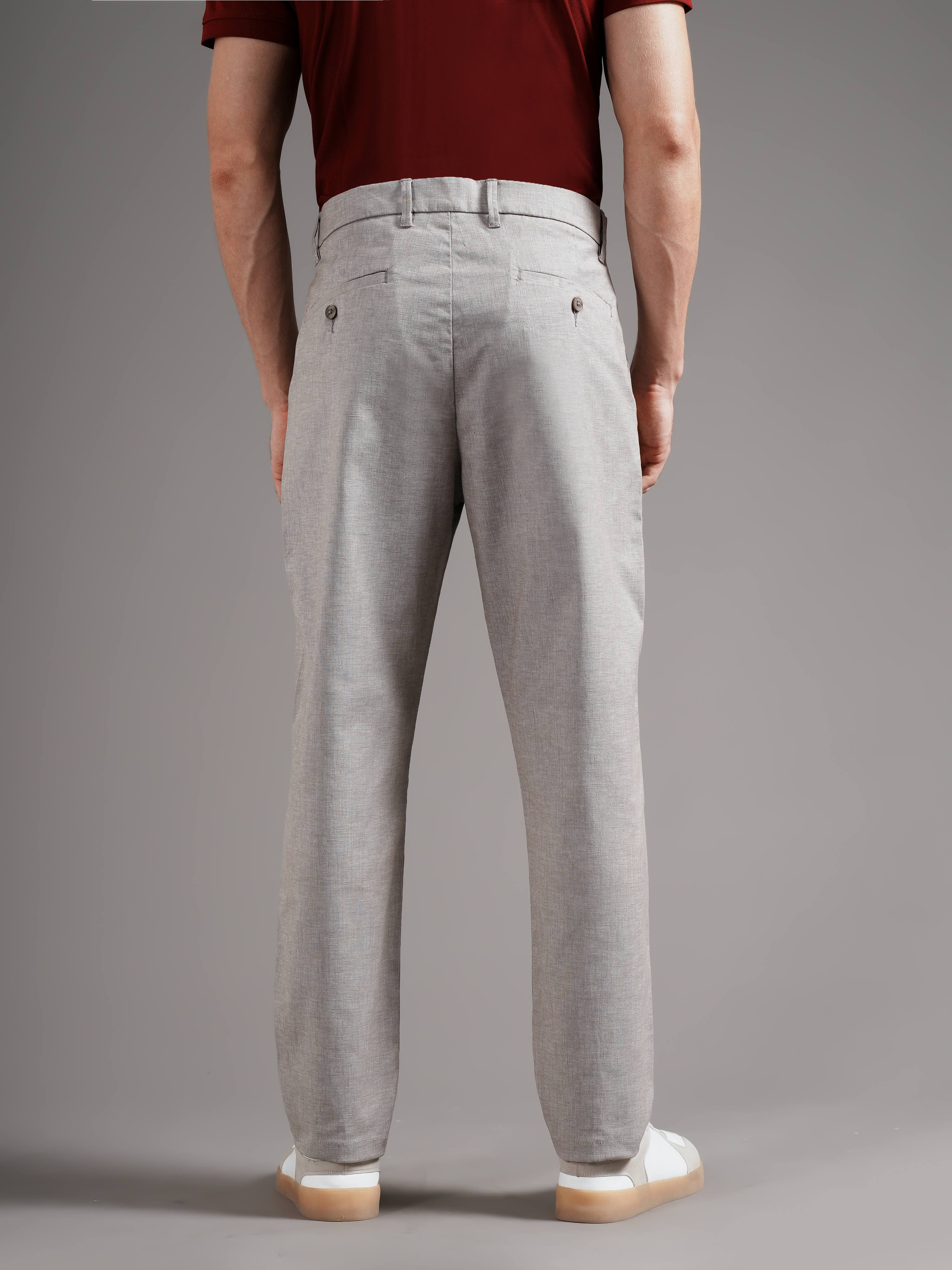 Men Tailored Straight Fit Low-Rise Trousers
