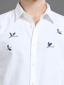 Men Oxford Embroidary Slim Fit Shirt