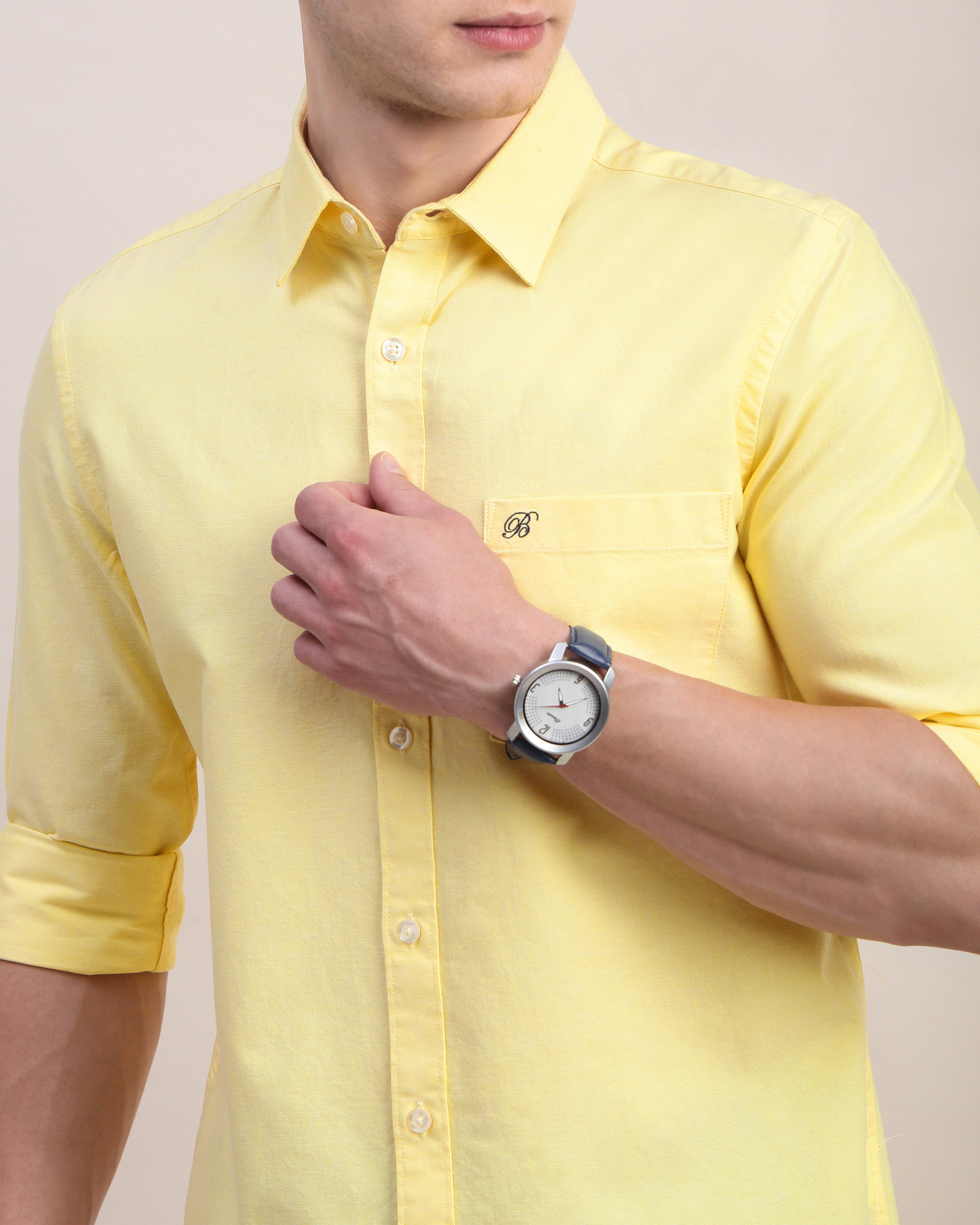 Men Slim Fit Oxford Cotton Casual Shirt