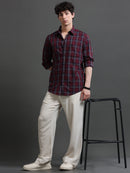 Men Smart Slim Fit Tartan Checks Checked Casual Shirt
