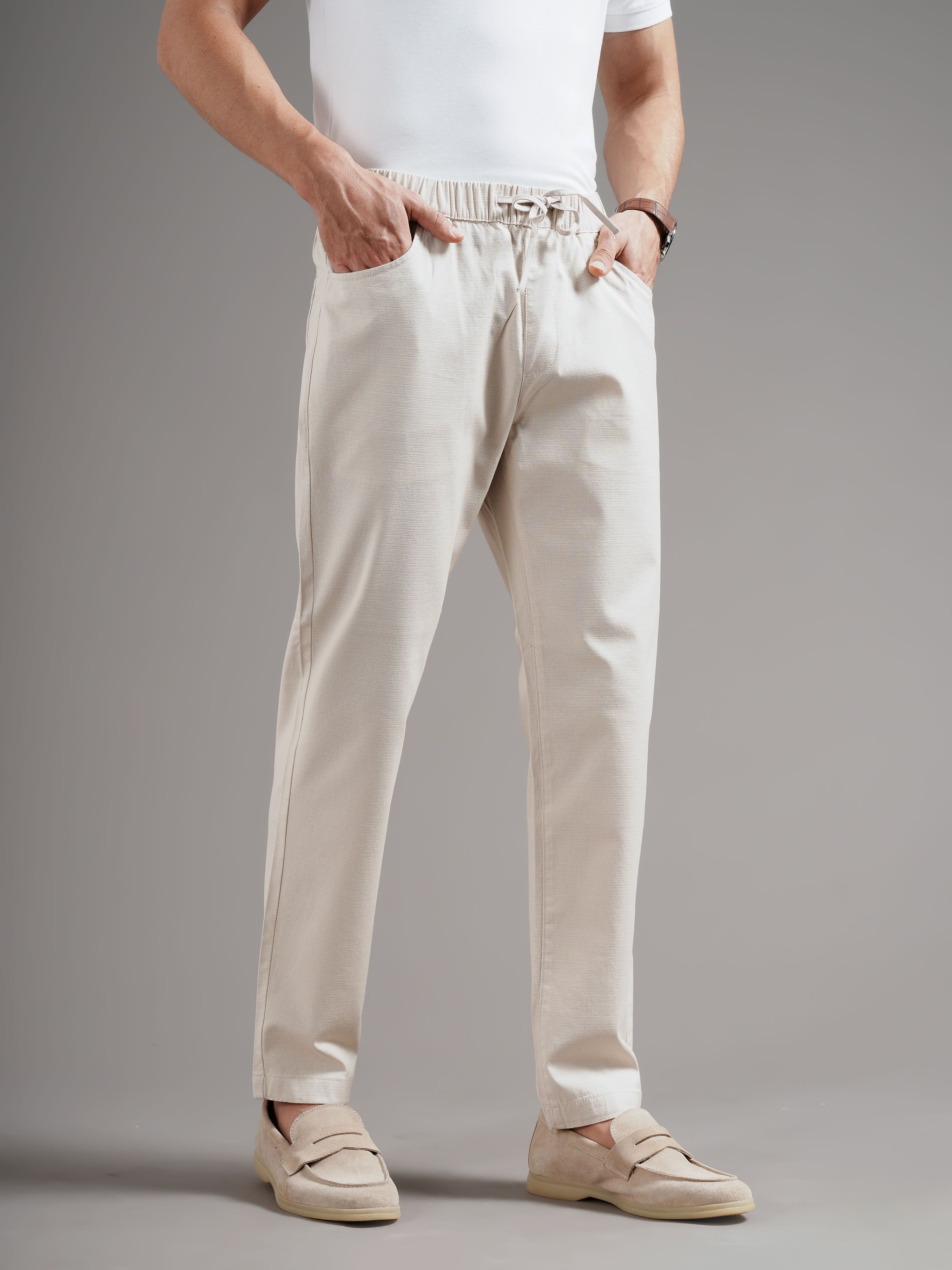 Men Tailored Low-Rise Trousers
