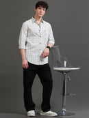 Men Smart Slim Fit Windowpane Checks Checked Casual Shirt