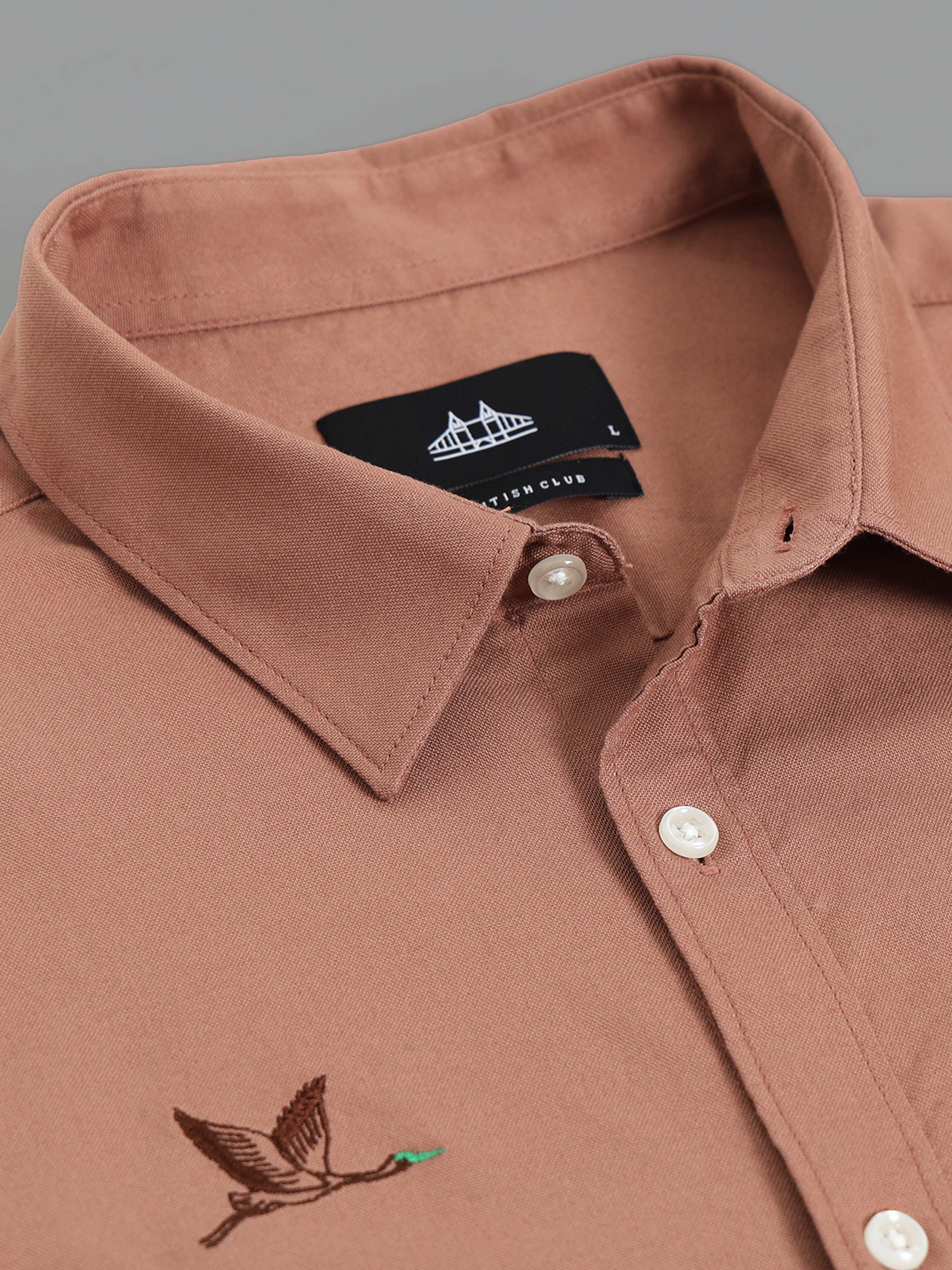 Men Oxford Embroidary Slim Fit Shirt