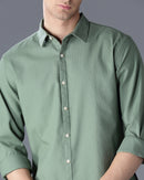 Green Self Design Dobby Casual Shirt