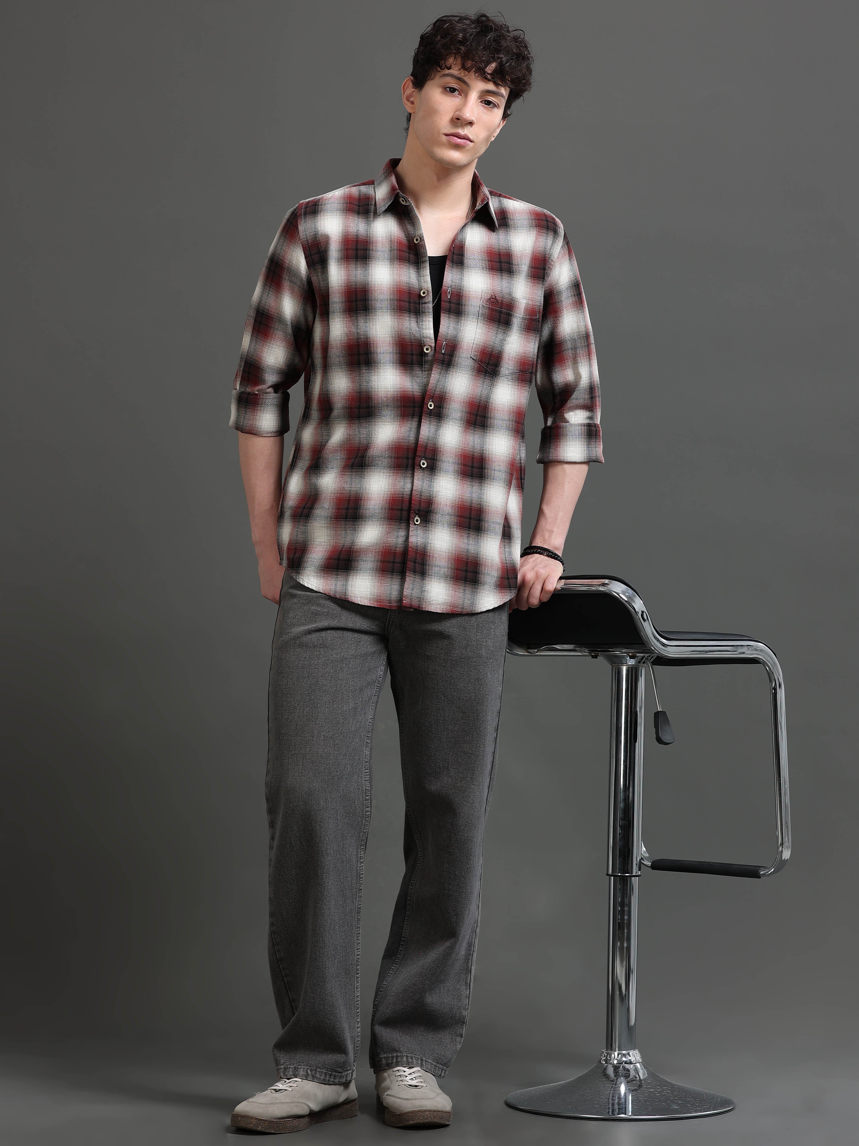 Men Smart Slim Fit Tartan Checks Checked Casual Shirt