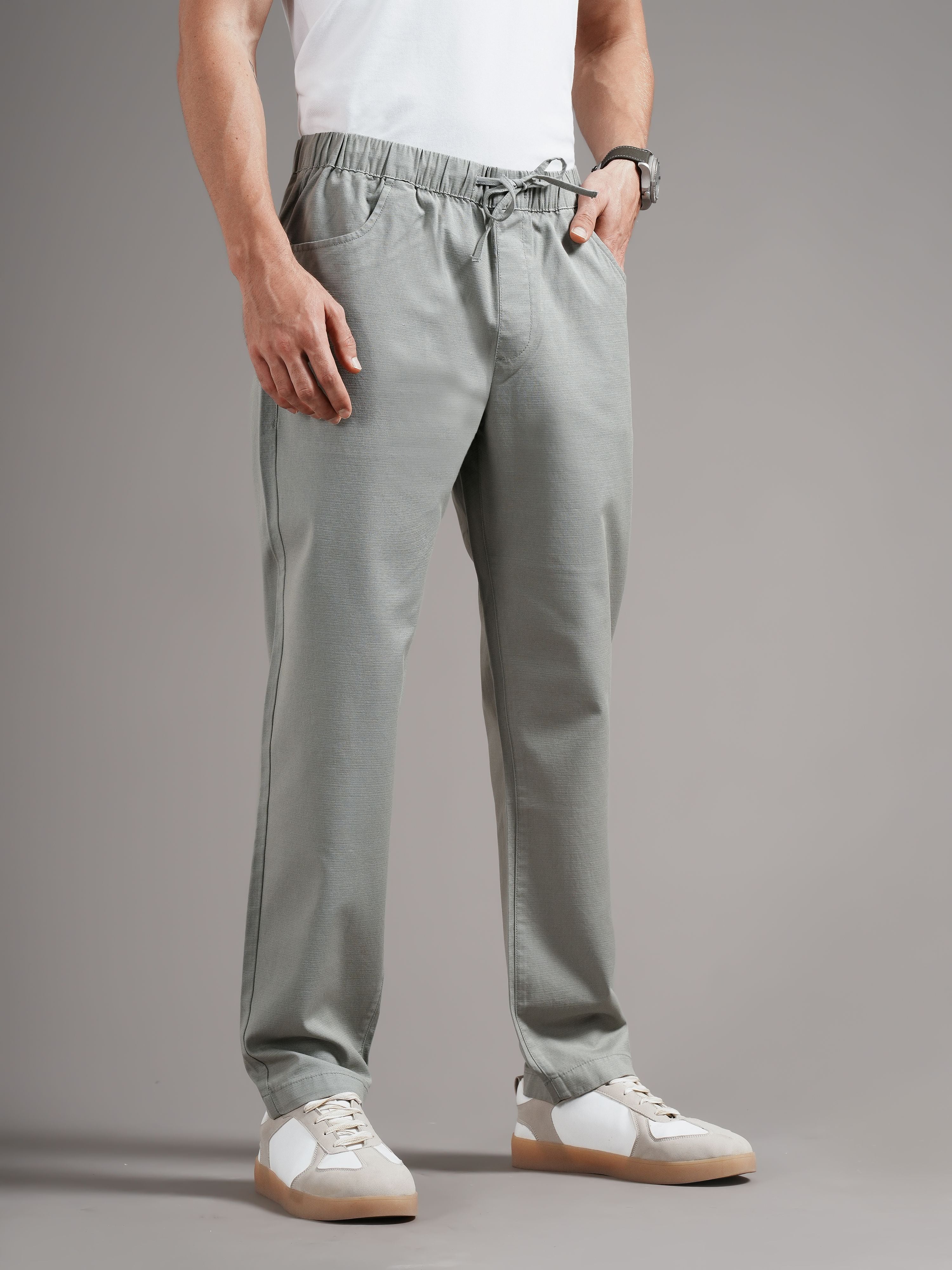 Men Tailored Low-Rise Trousers