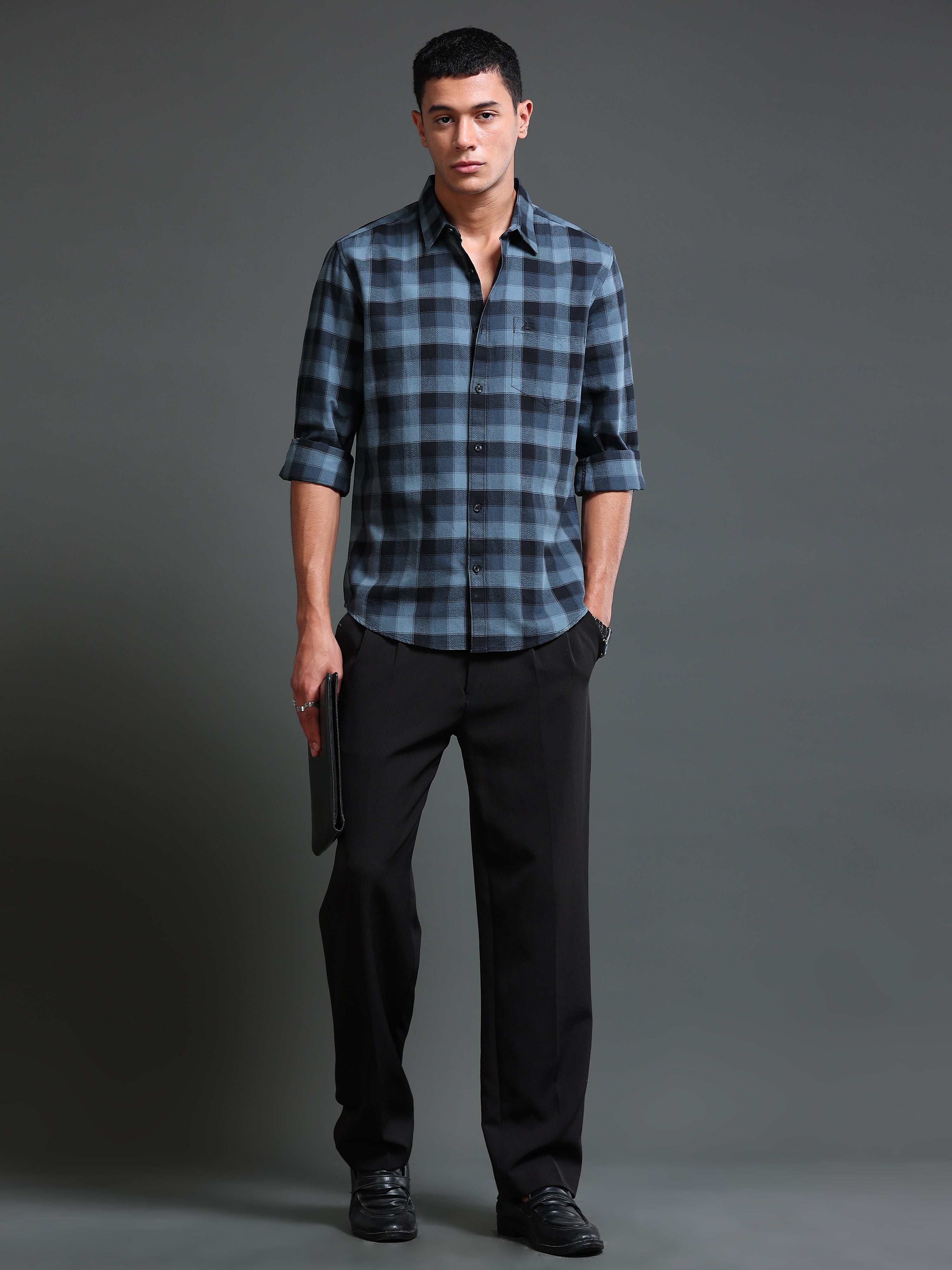 Men's Premium Oxford Blue Checks Shirt