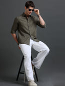 Men's Bird Eye Slim Fit  Dobby Shirt