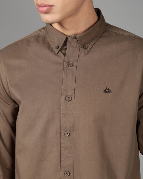 Men Smart Slim Fit Solid Button-Down Collar Cotton Casual Shirt