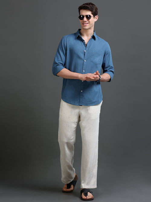 Men's  Slub Slim Fit Solid Shirt