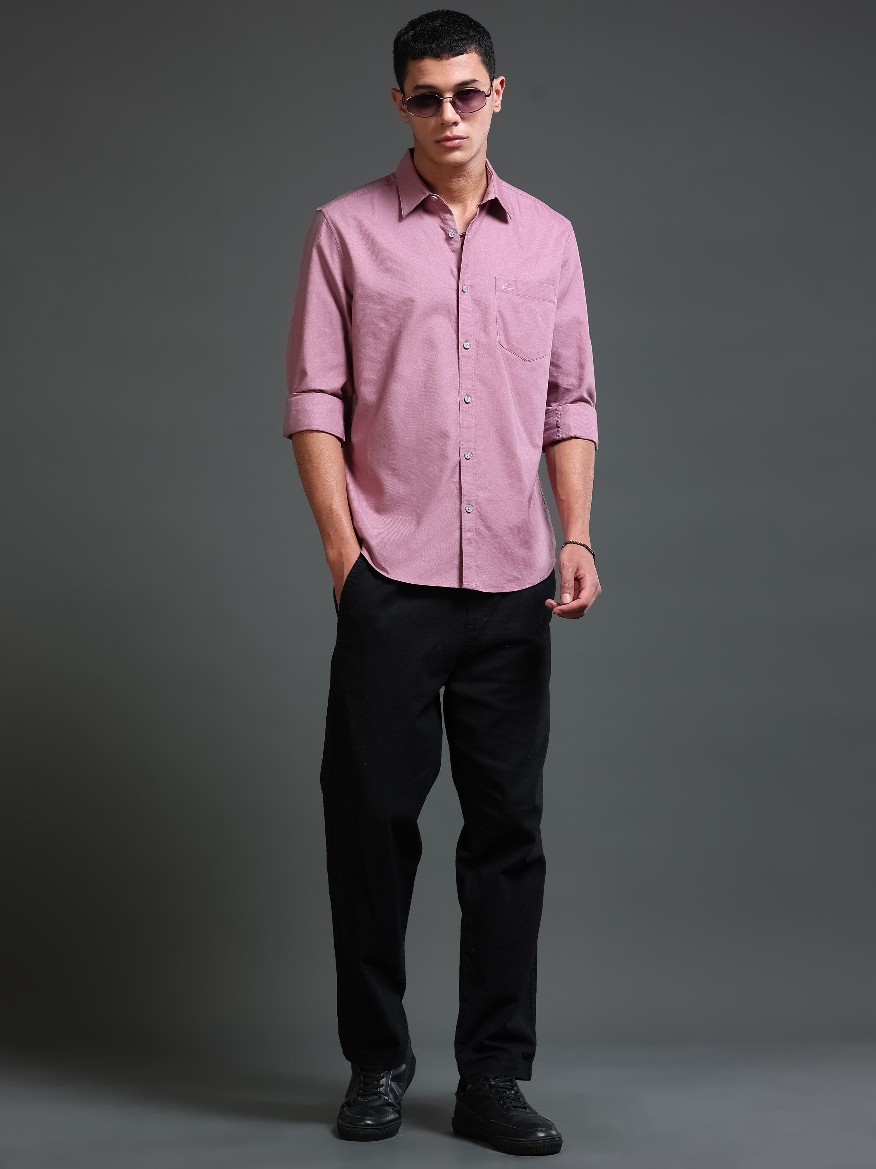 Men Premium Mauve Oxford Solid