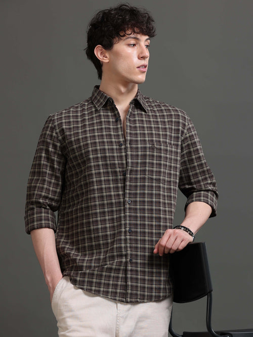 Men Smart Slim Fit Tartan Checks Checked Casual Shirt