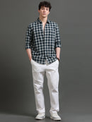 Men Smart Slim Fit Tartan Checks Checked Casual Shirt