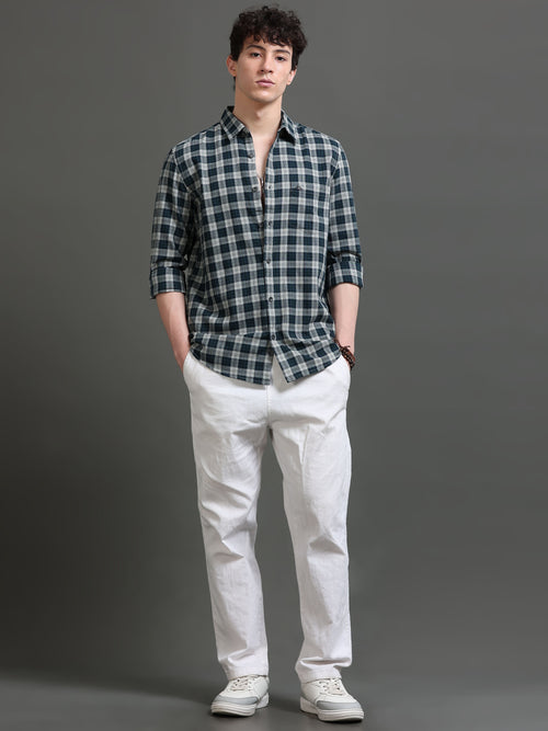 Men Smart Slim Fit Tartan Checks Checked Casual Shirt