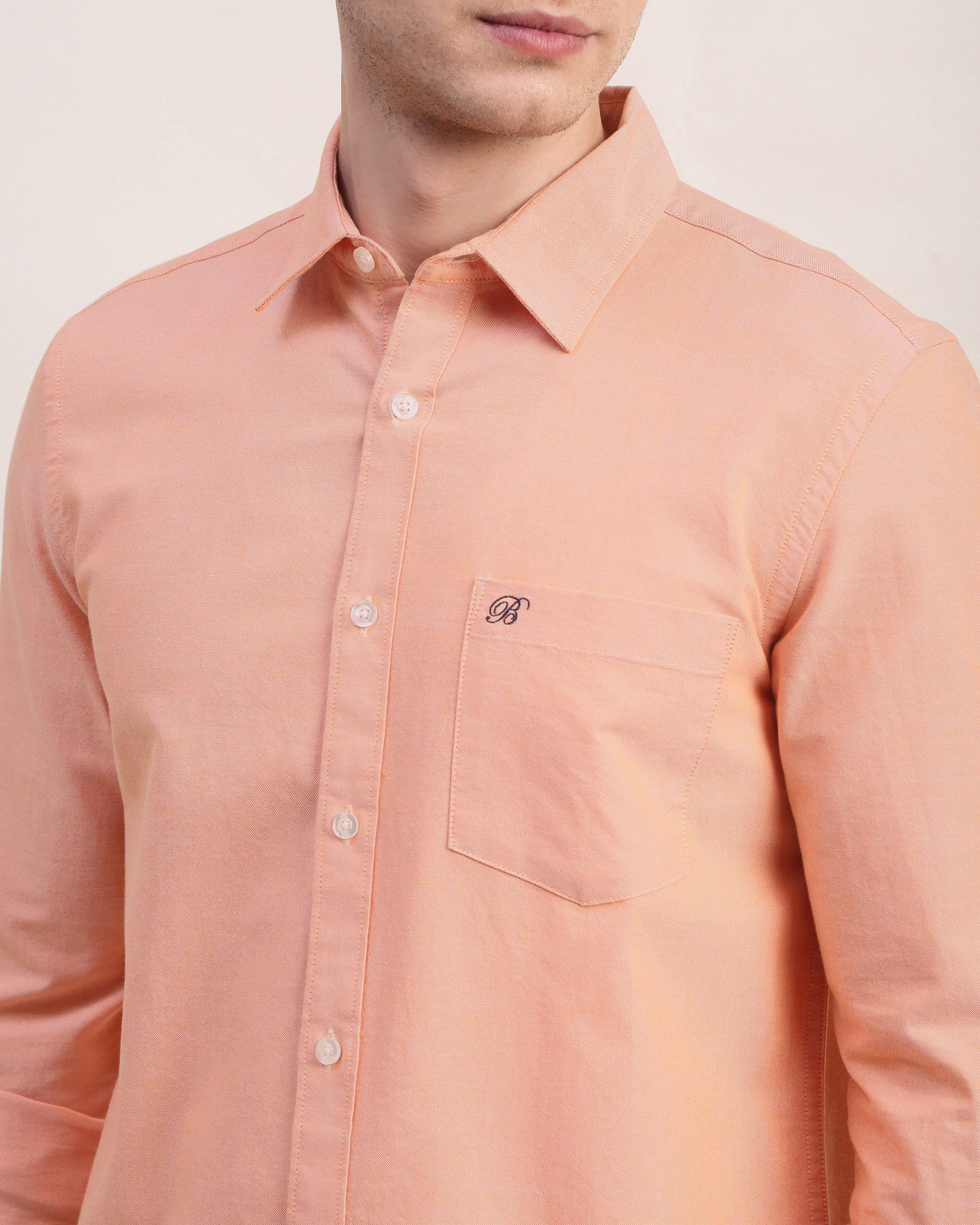 Men Slim Fit Oxford Cotton Casual Shirt