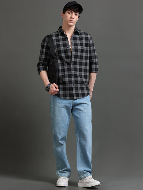 Men Smart Slim Fit Tartan Checks Checked Casual Shirt