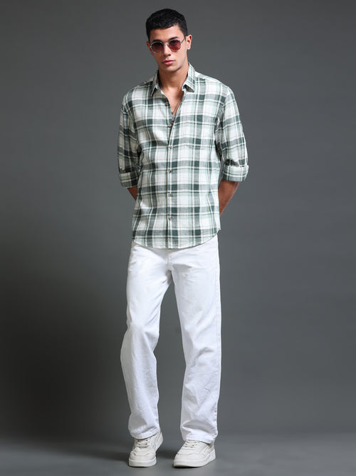Men's Premium Oxford Checks Green Shirt