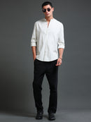 Men Stripes Cream Shirt