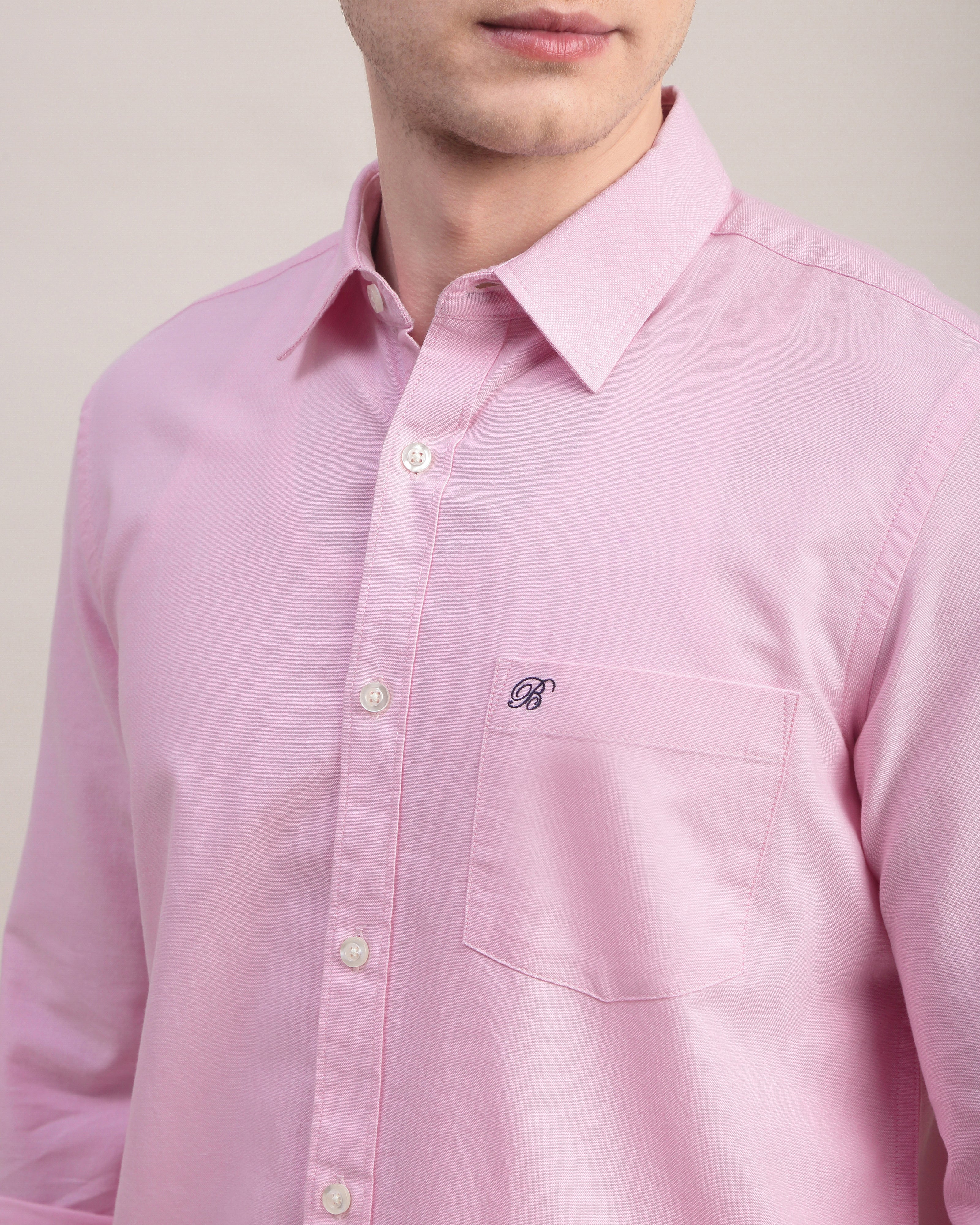 Men Slim Fit Oxford Cotton Casual Shirt