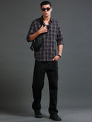 Men's Melange Twill BrownChecks Shirts
