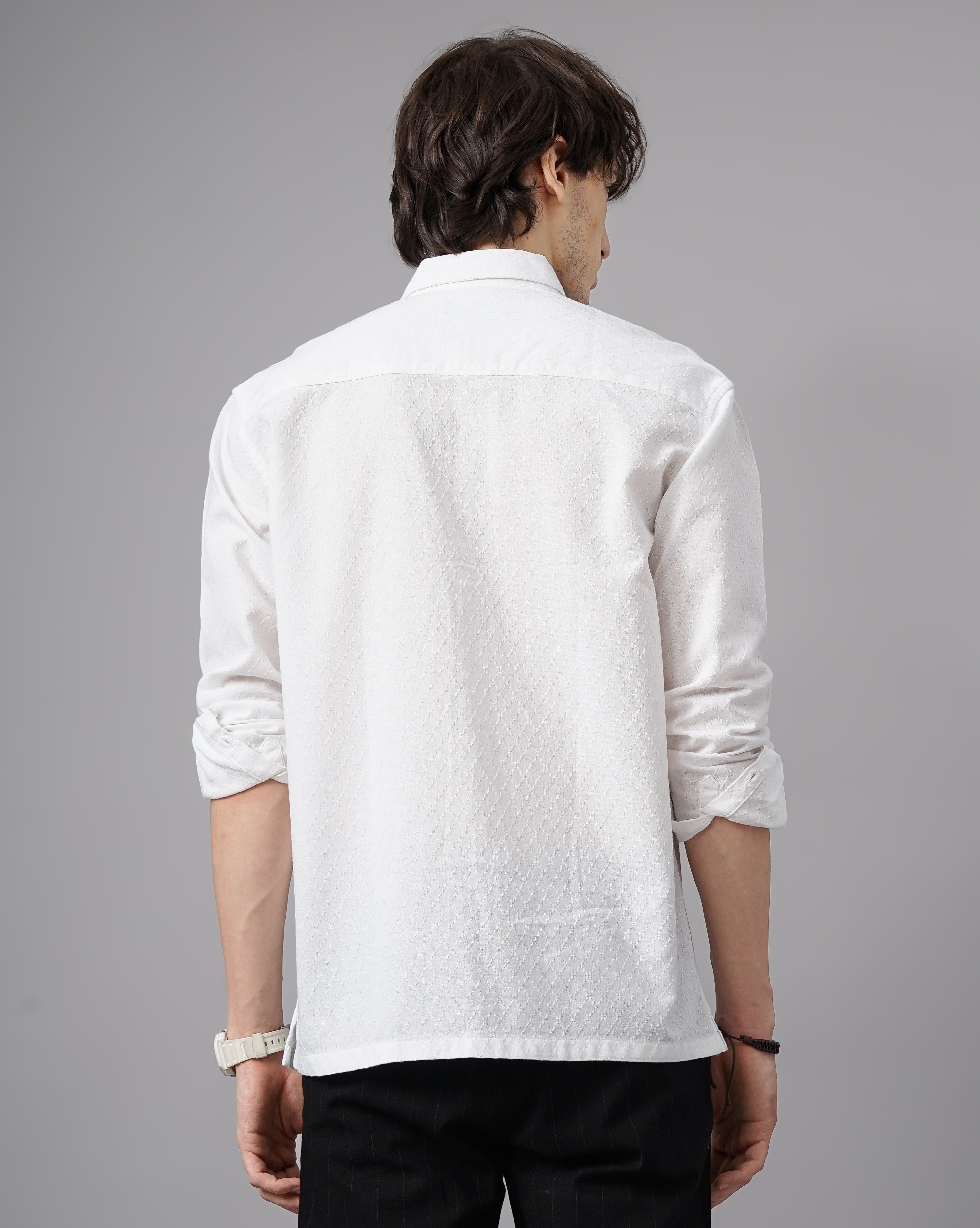 MEN'S SELF DESIGN REGULAR FIT SHIRT